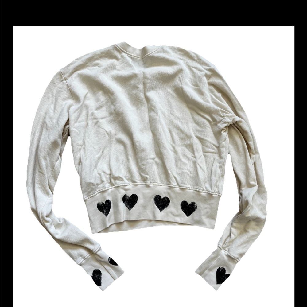 Michael Lauren Kamon Cropped Heart-Patterned Women's Sweatshirt Small Artsy - Picture 2 of 7